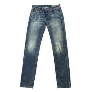 rag & bone Men's Distressed Indigo Slim Leg  Jeans Fit 2 30/34 Button Fly